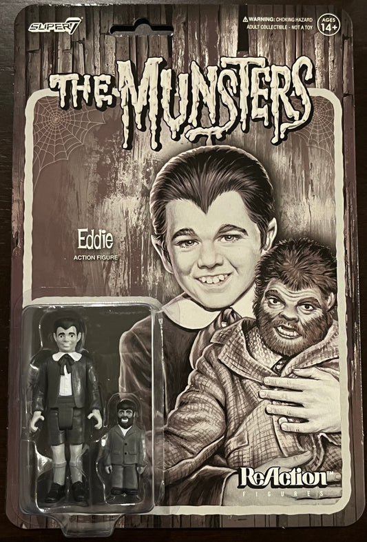 Super7 ReAction The Munsters EDDIE 3.75” Grayscale Figure New