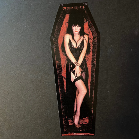ELVIRA COFFIN 5"x1.5" Die Cut Color Vinyl Decal Water/Weather Resistant