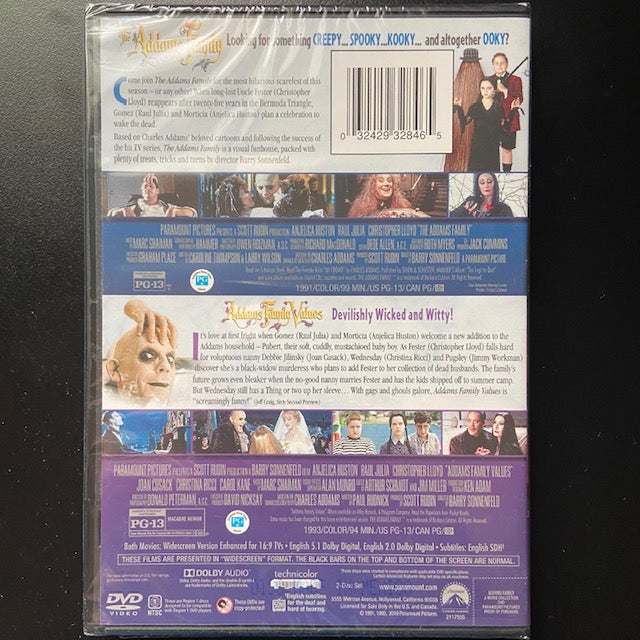THE ADDAMS FAMILY (1991) + ADDAMS FAMILY VALUES (1993) Double Feature DVD NEW