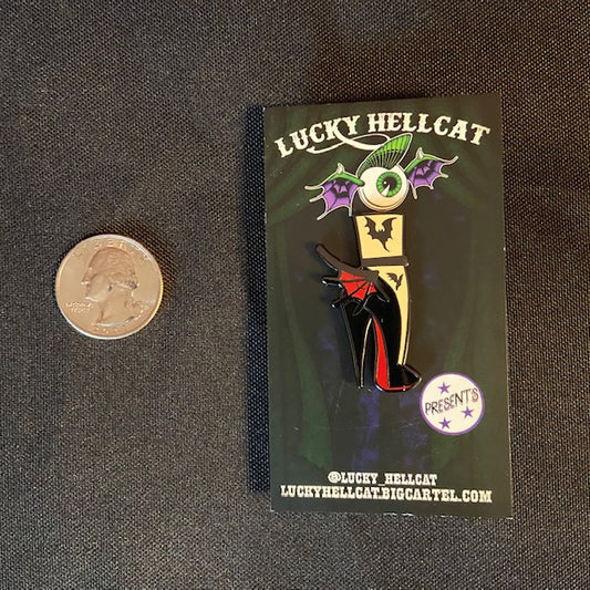LUCKY HELLCAT Bat Heel ENAMEL PIN