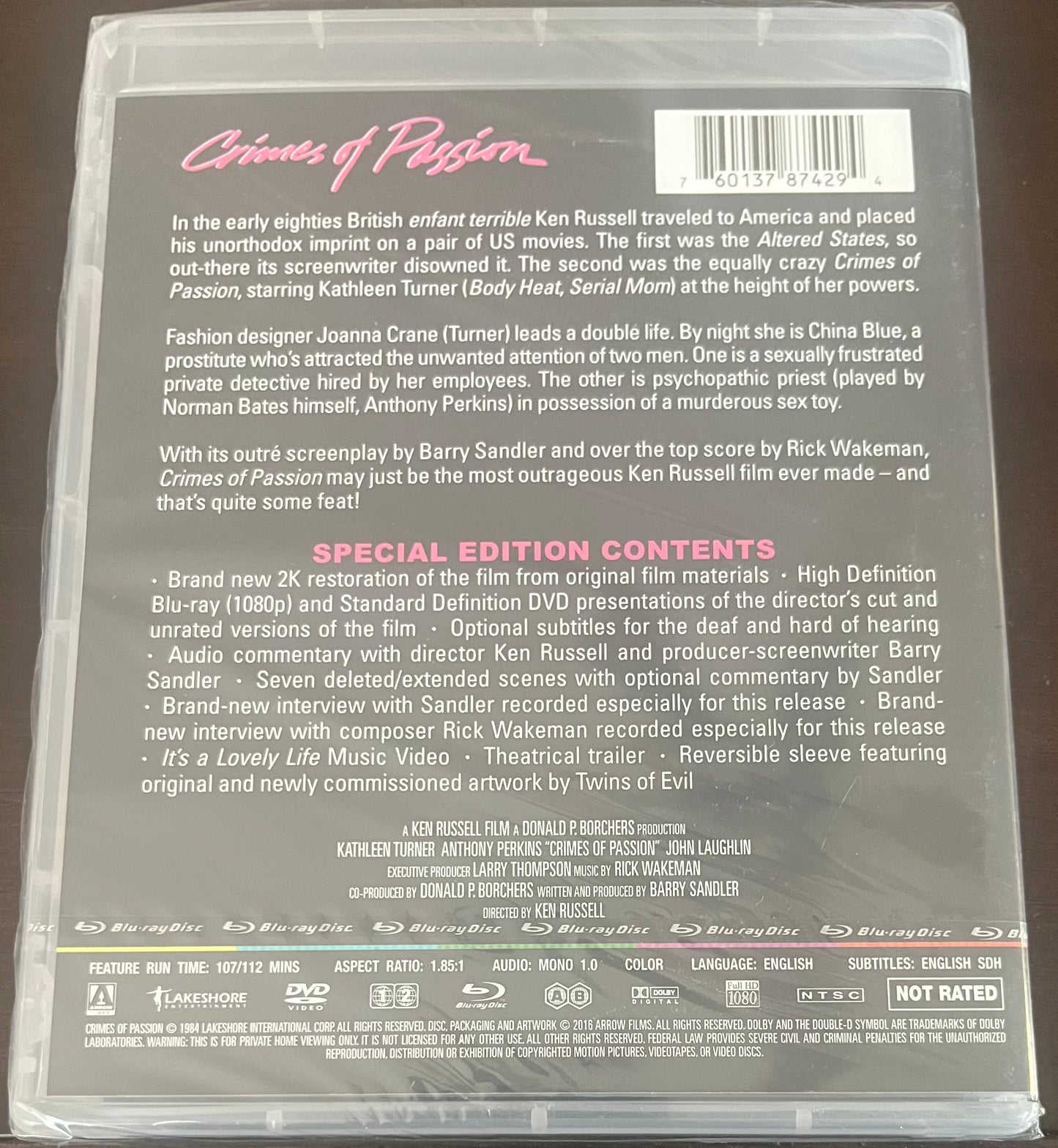 CRIMES OF PASSION (1984) BLU RAY / DVD COMBO NEW