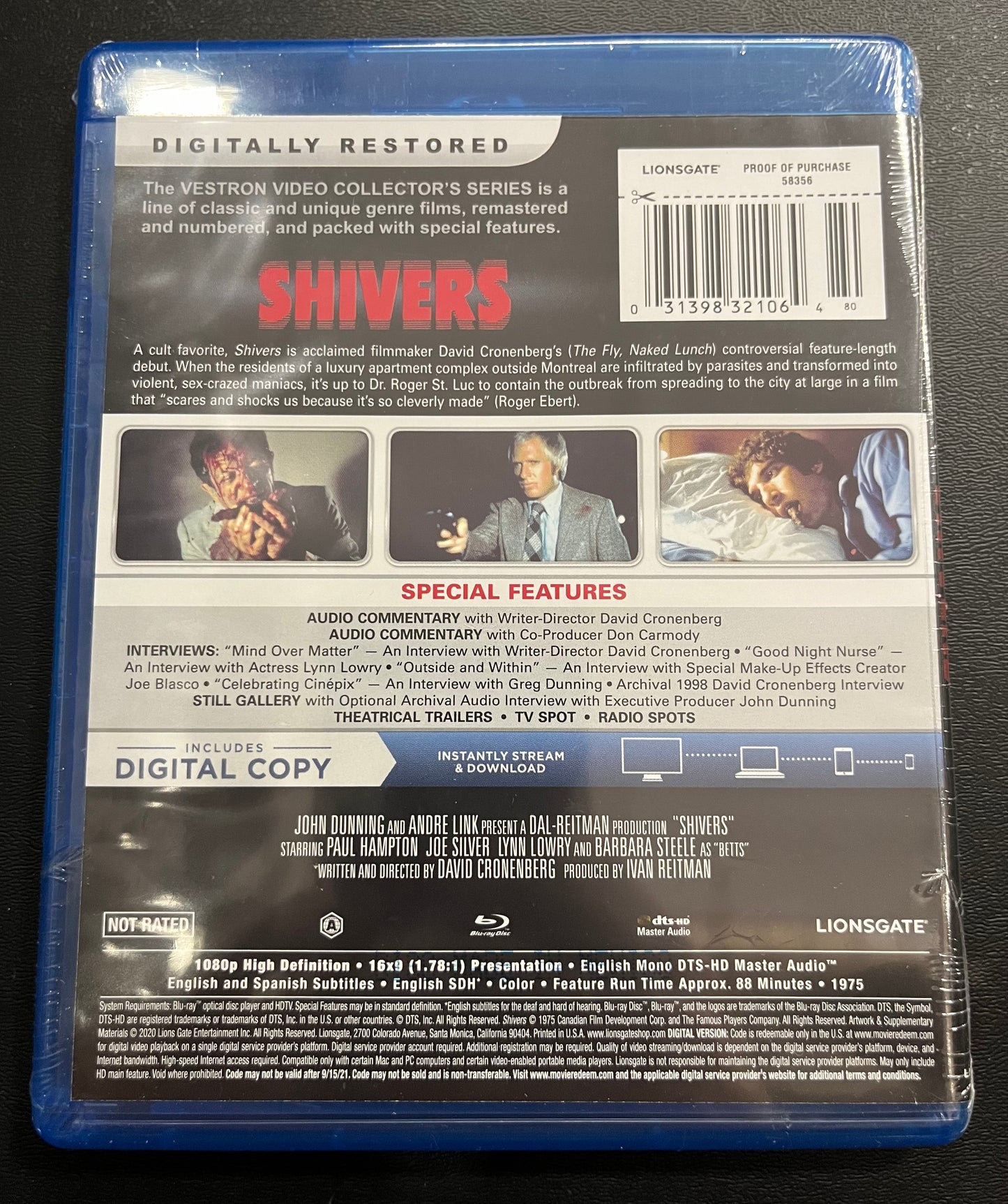 SHIVERS (1975) BLU-RAY NEW