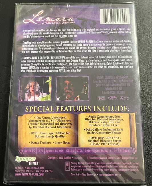 LEMORA A CHILDS TALE OF THE SUPERNATURAL (1973) DVD NEW