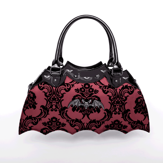 Damask Bat Handbag: RED
