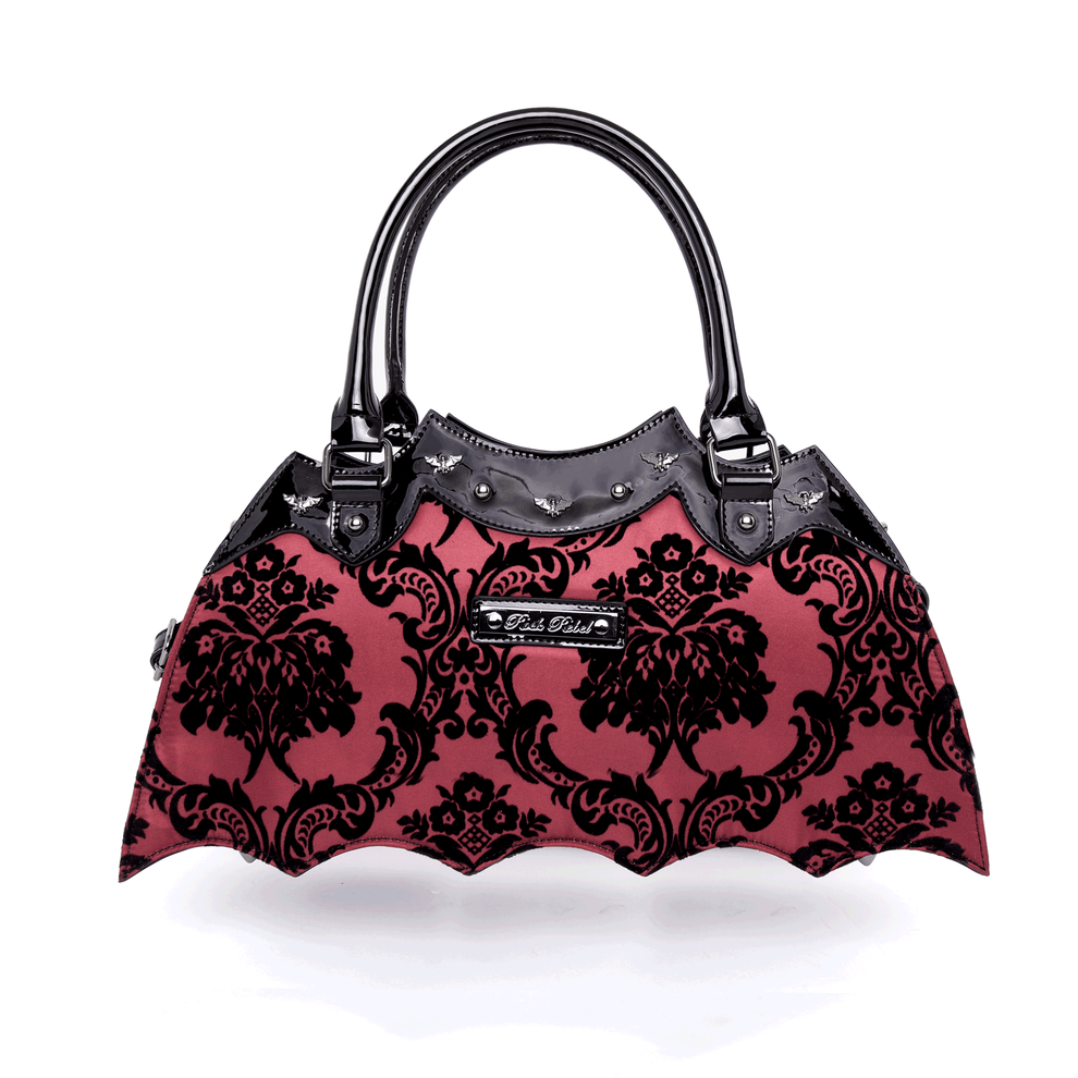 Damask Bat Handbag: RED