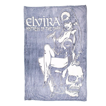 ELVIRA COMIC SKULL GLOW IN THE DARK THROW BLANKET